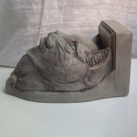 Artist TELLE M. STEIN Blue-Eyed Cat Feline Face 3D Wall Shelf Whimsical Decor - Picture 4 of 11